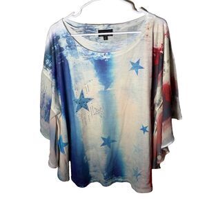 Max & K Blouse Women's 2XL Round Neck Floral Ruffle Short Sleeve Casual Top